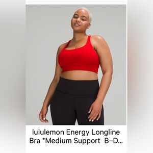 Lululemon Size 4, Energy Longline Bra *Medium Support Cup B-D